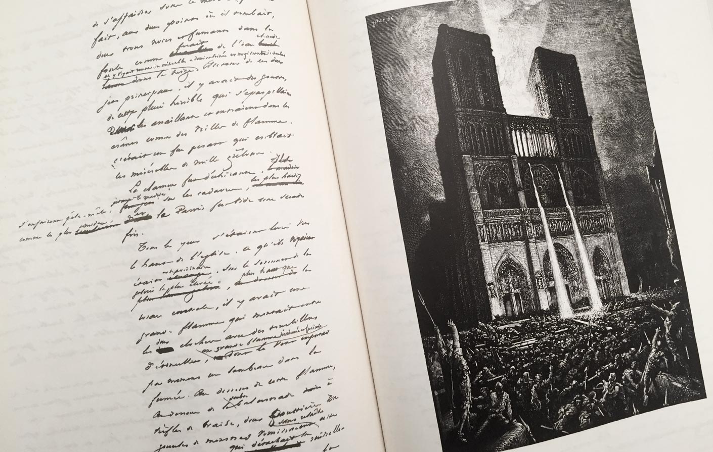 gravure de l'incendie de notre dame de paris